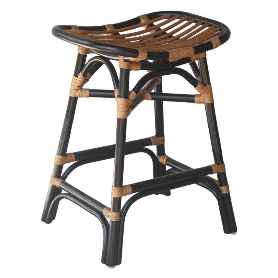 Damara Rattan Counter Stool In Black  by New Pacific Direct