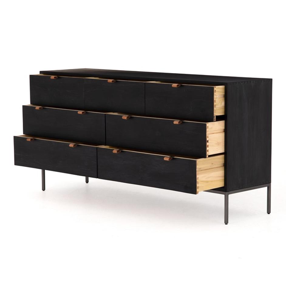 Trey 7 Drawer Dresser - Black Wash Poplar by Four Hands