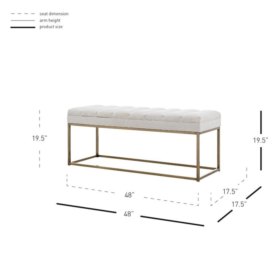 Darius Fabric Bench In Montello White by New Pacific Direct