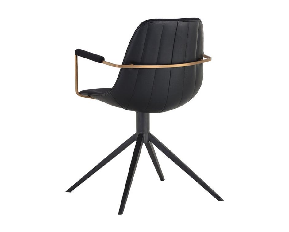 Cassius Swivel Dining Armchair - Abbington Black / Bravo Black by Sunpan