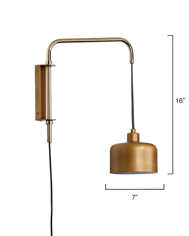 Jeno Swing Arm Wall Sconce, Small  by Jamie Young