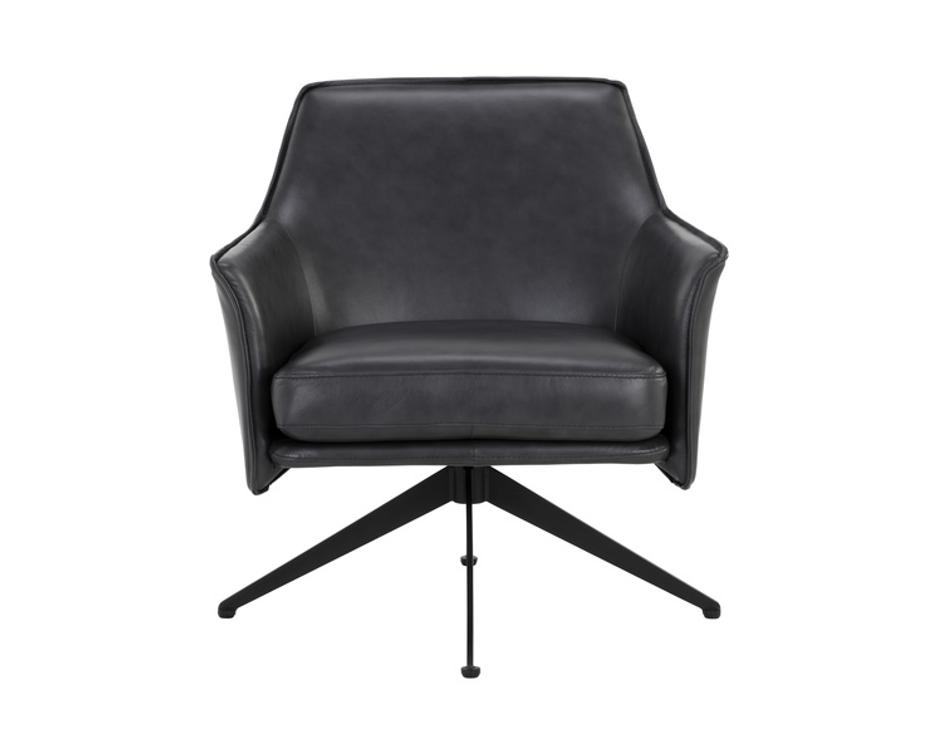 CROSBY SWIVEL LOUNGE CHAIR - ALPINE BLACK LEATHER by Sunpan
