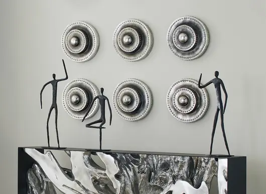 Circles Wall Tile, Silver Leaf with Antiquing by PHILLIPS COLLECTION