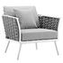 Aubrey Outdoor Patio Aluminum Armchair In White Gray by Modway Furniture
