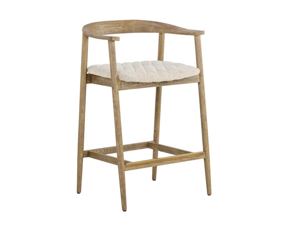 JEREMY COUNTER STOOL - WEATHERED OAK - DOVE CREAM by Sunpan