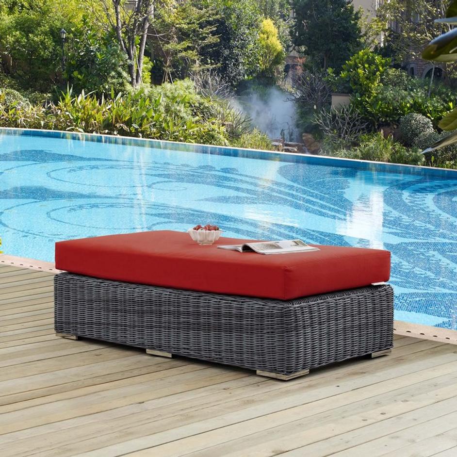 Kindle Outdoor Patio Sunbrella® Rectangle Ottoman In Canvas Red by Modway Furniture