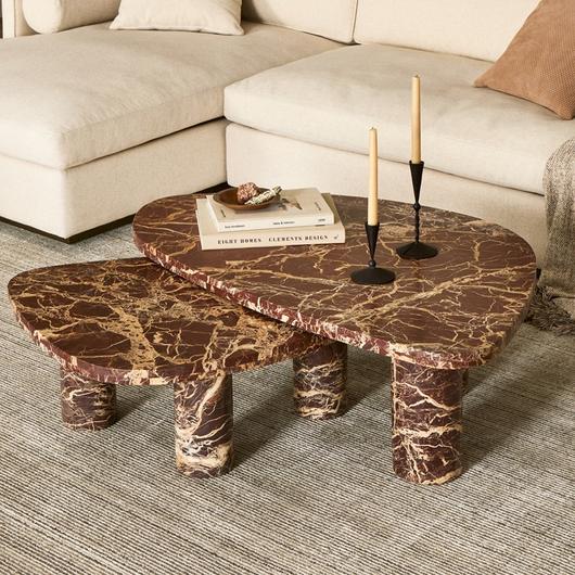 Zion Coffee Table Set - Merlot Marble by Four Hands