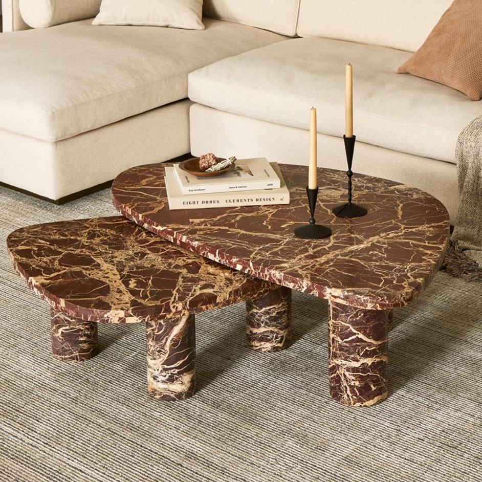 Zion Coffee Table Set - Merlot Marble by Four Hands