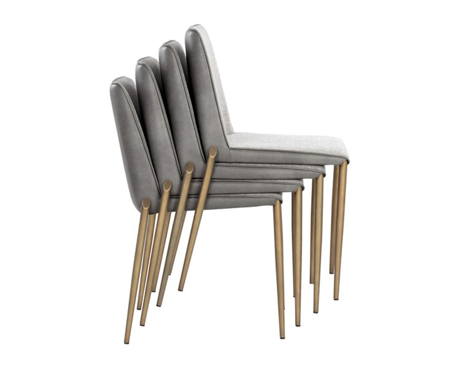 RENEE STACKABLE DINING CHAIR - ANTIQUE BRASS - BELFAST HEATHER GREY / BRAVO METAL by Sunpan