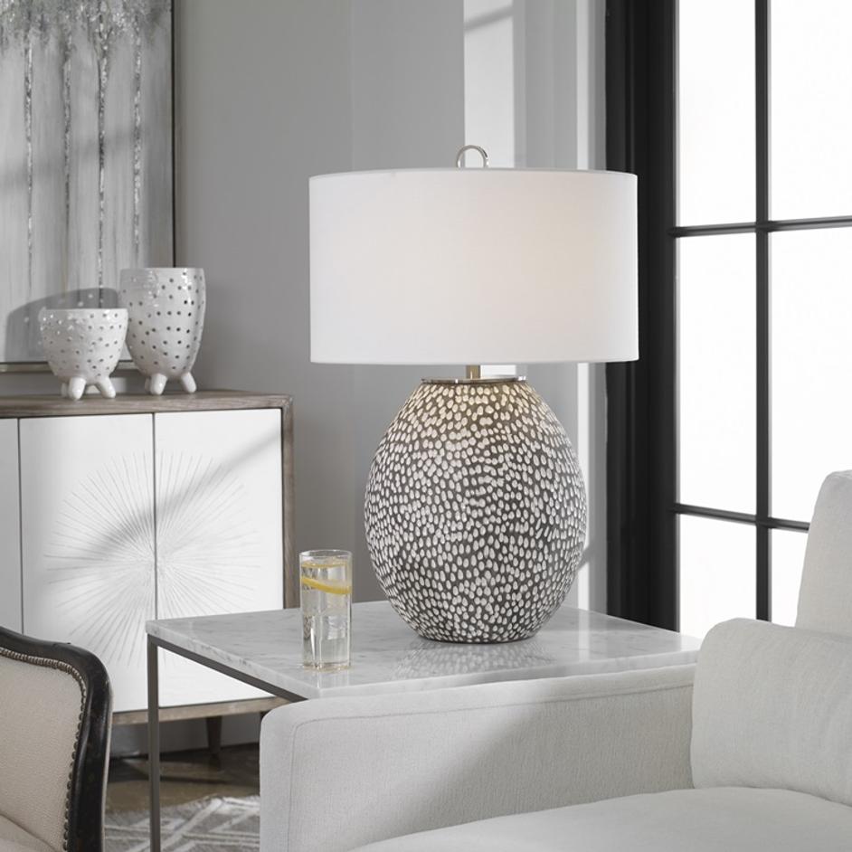 Cyprien Gray White Table Lamp by Uttermost
