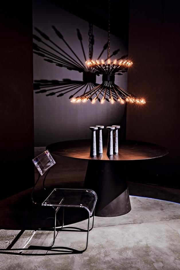 Mancini Chandelier, Black Steel by Noir Furniture