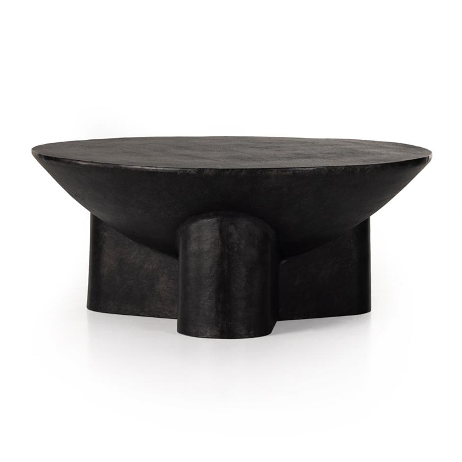 Sante 36" Coffee Table In Raw Black by FOUR HANDS