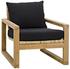 Martin Chair, Teak Frame, Woven Seat, Black Woven Fabric by Noir Furniture