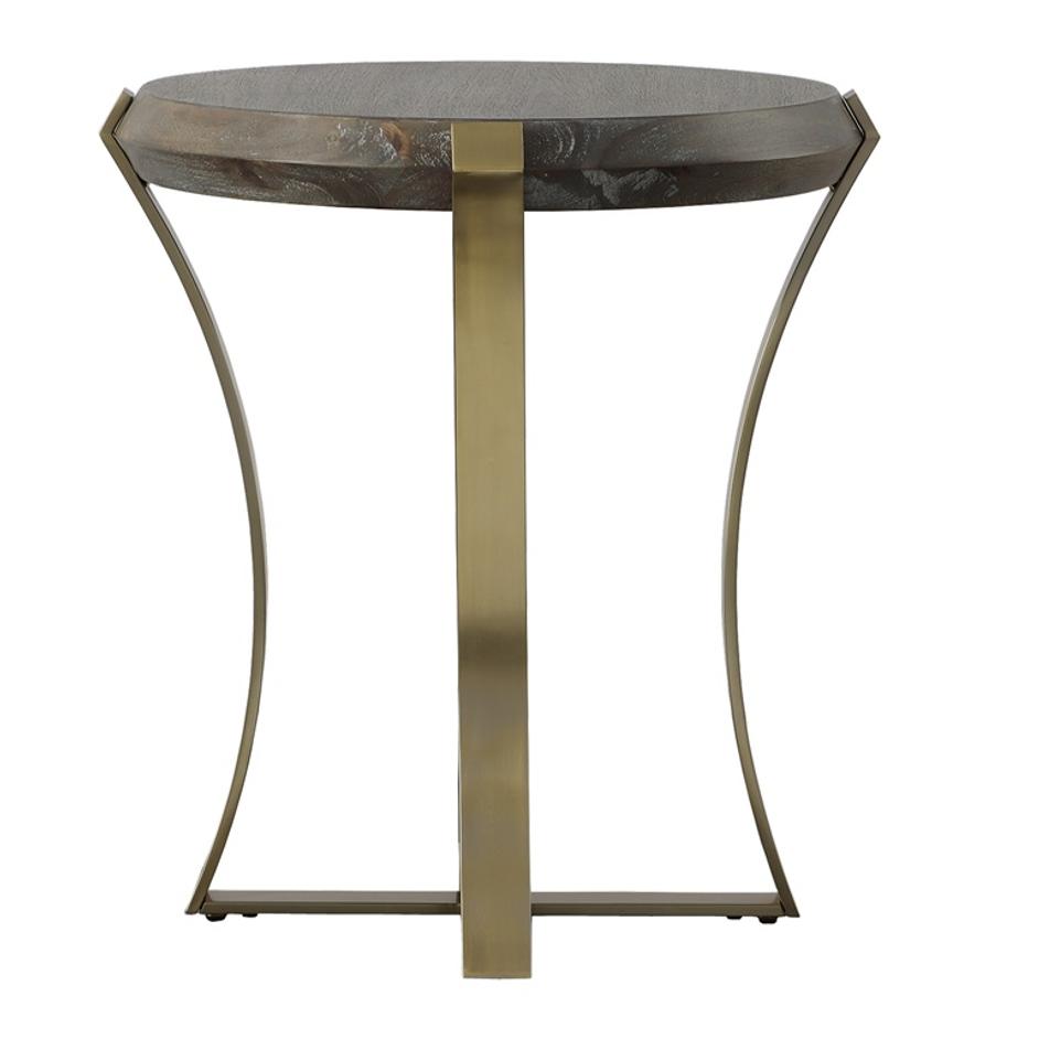 Unite Brass Leg Wood Side Table by Uttermost