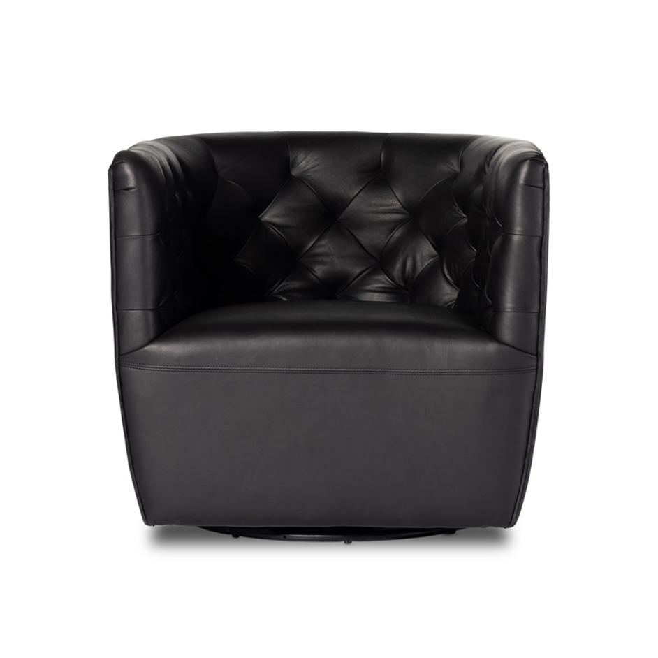 Hanover Swivel Chair In Heirloom Black by FOUR HANDS