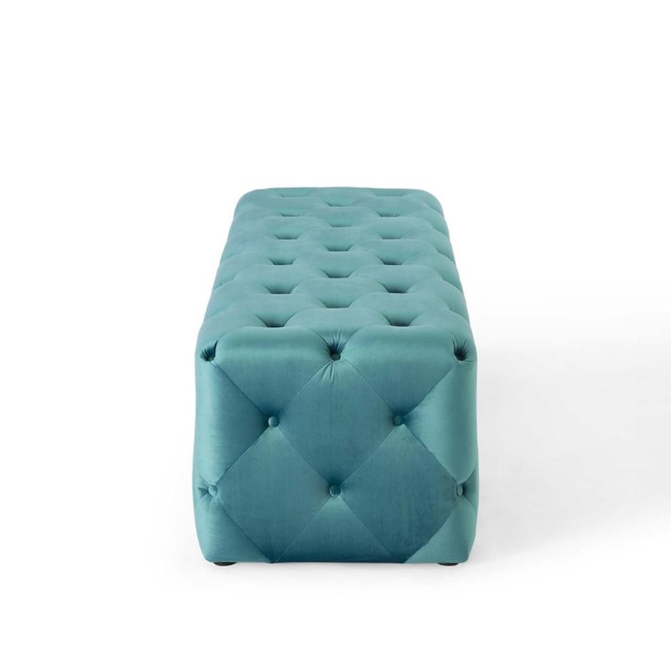 Carole 60" Tufted Button Entryway Performance Velvet Bench In Sea Blue by Modway Furniture