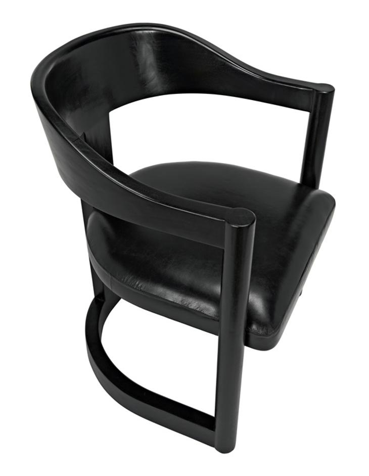 McCormick Teak Chair in Charcoal Black with Black Leather Upholstery by Noir Furniture