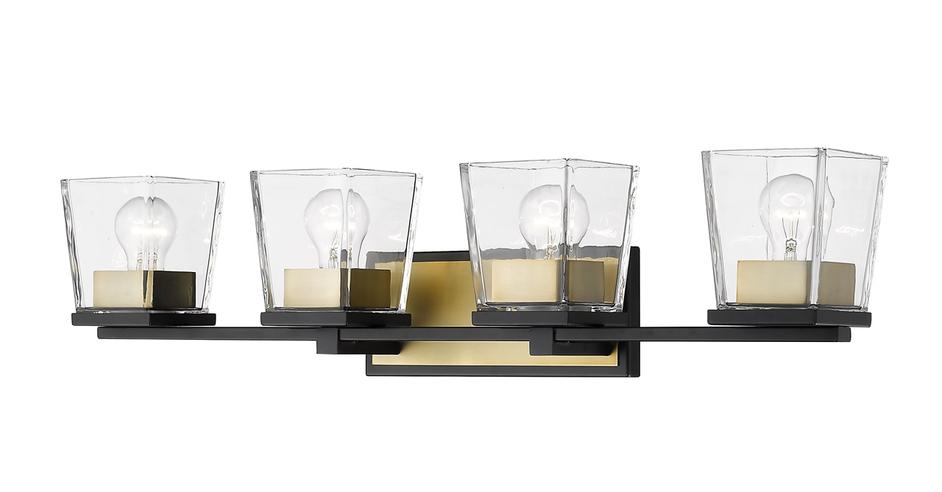 Bleeker Street 4 Light Vanity in Matte Black + Olde Brass Finish by Z-Lite