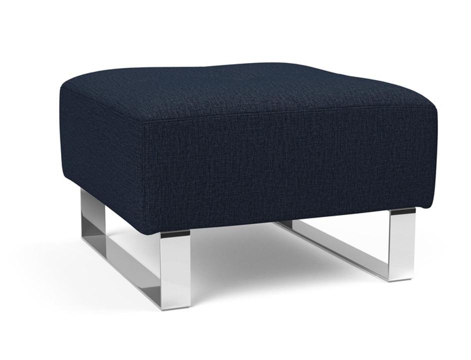DELUXE EXCESS OTTOMAN in MIXED DANCE BLUE FABRIC WITH Chrome legs 528 by INNOVATION USA