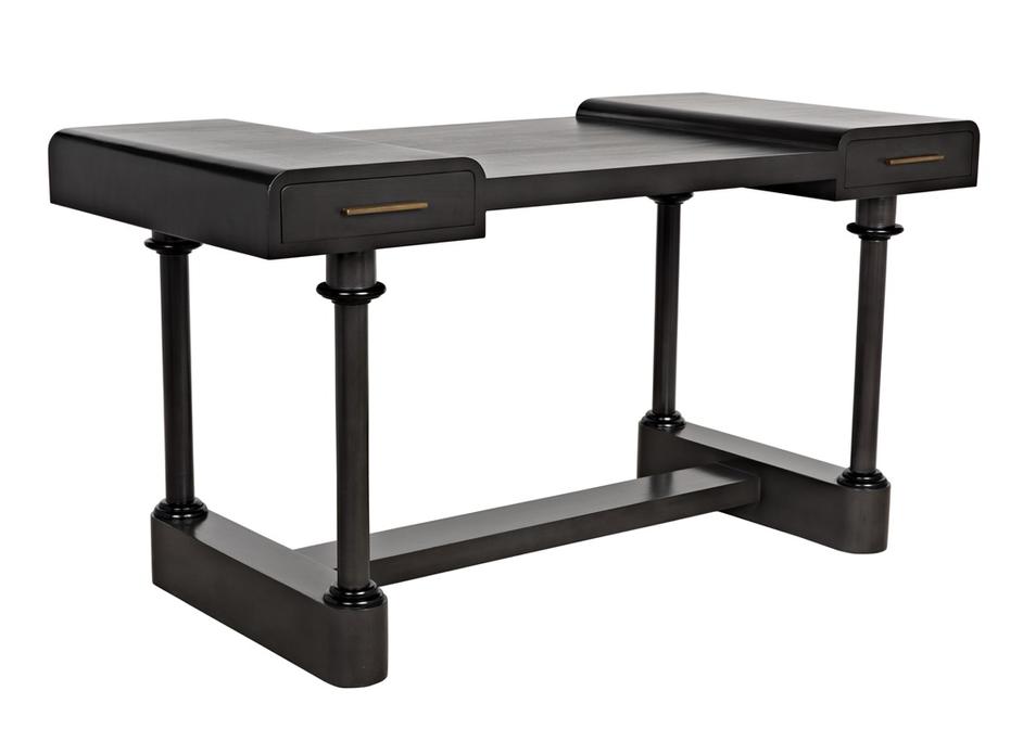 Locarno Mahogany and Veneer Desk with Brass Pulls in Pale Finish by Noir Furniture