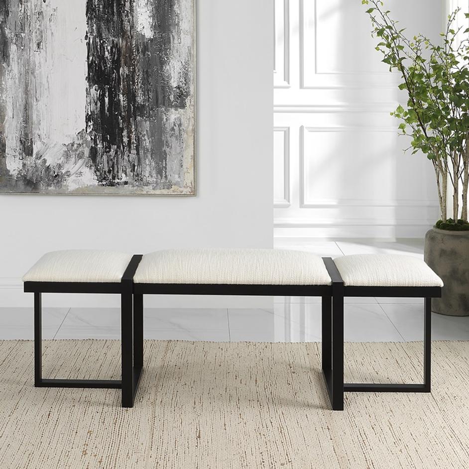 Triple Cloud Modern Upholstered Bench by Uttermost