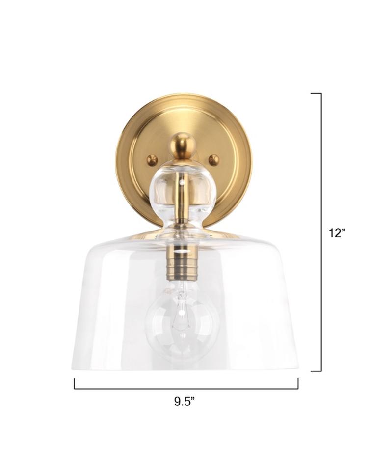 Hudson Glass Wall Sconce, Brass by Jamie Young