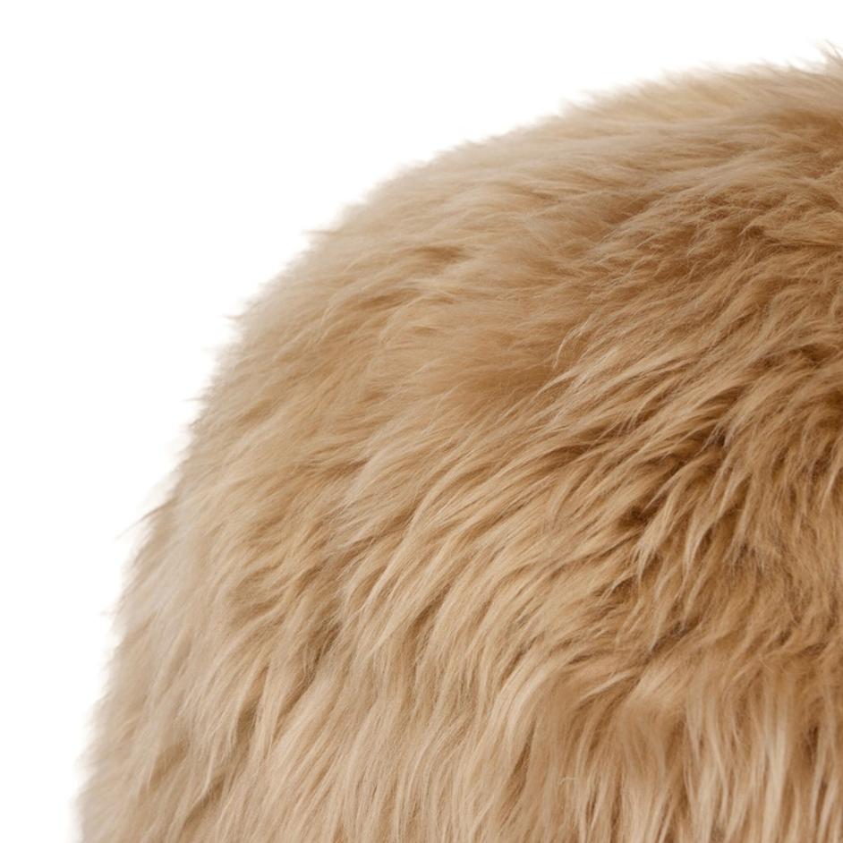Lalo Lambskin Pouf In Beige Lambskin by Four Hands