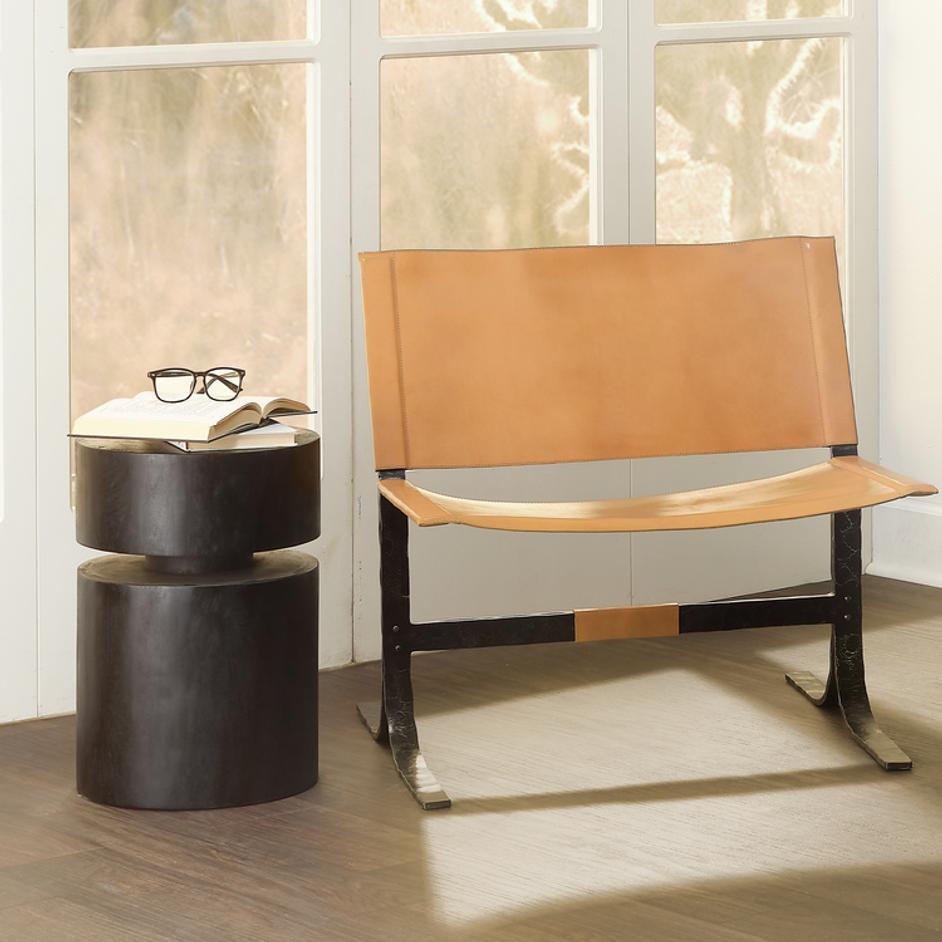  Alessa Leather Sling Chair, Cashew by Jamie Young
