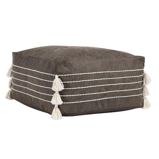 Ezekiel Vegan Leather Pouf by Classic Home