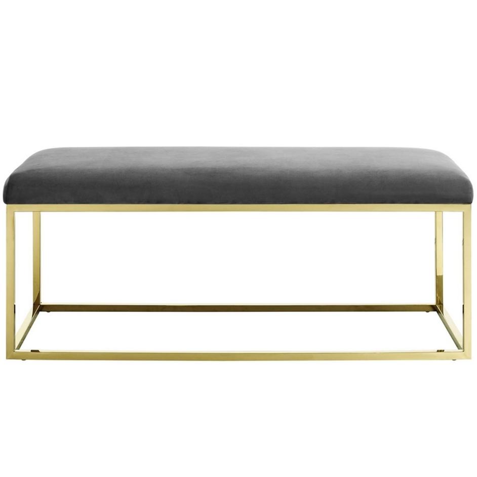Russell Fabric Bench In Gold Gray by Modway Furniture