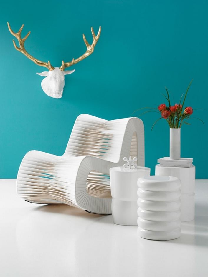 Ribbed Stool, Gel Coat White by PHILLIPS COLLECTION