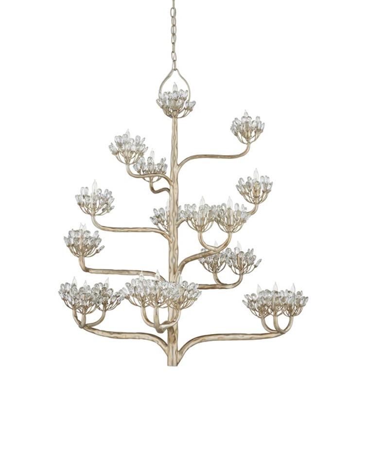 Agavé Americana Silver Chandelier In Contemporary Silver Leaf by Currey & Company