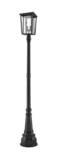 Seoul 2 Light Outdoor Post Mounted Fixture in Black Finish by Z-Lite