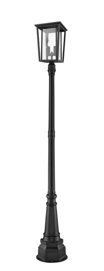 Seoul 2 Light Outdoor Post Mounted Fixture in Black Finish by Z-Lite
