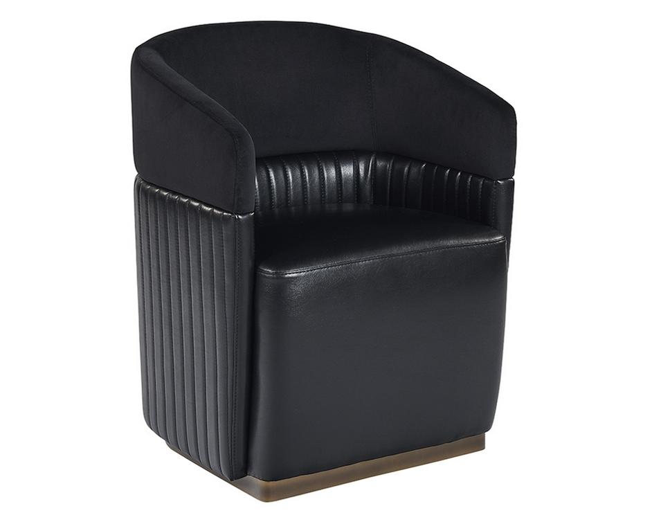 Genval Wheeled Chair - Abbington Black / Cantina Black by Sunpan