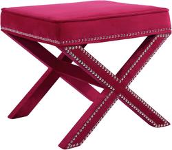 Alan Ottoman/Bench In Pink Velvet by Meridian Furniture