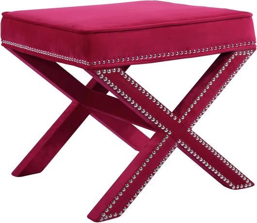 Alan Ottoman/Bench In Pink Velvet by Meridian Furniture