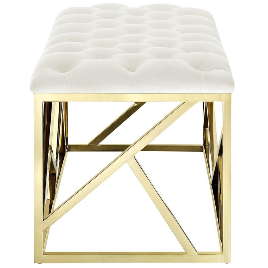 Santoli Bench In Gold Ivory by Modway Furniture