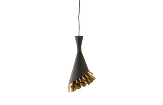 Ruffle Pendant Lamp, Black/Brass by PHILLIPS COLLECTION