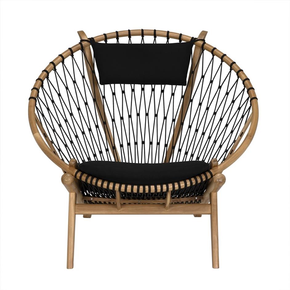 Mateo Bleached Teak Chair with Black Cotton Rope and Clear Coat Flat Finish by Noir Furniture
