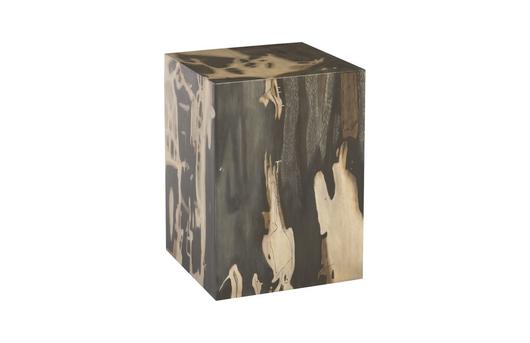Cast Petrified Wood Stool, Resin, Square by PHILLIPS COLLECTION