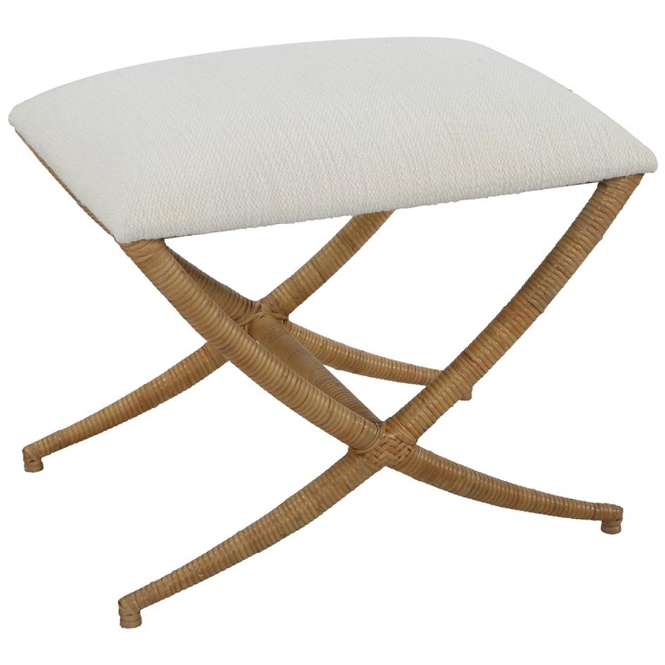 Expedition White Fabric Small Bench by Uttermost