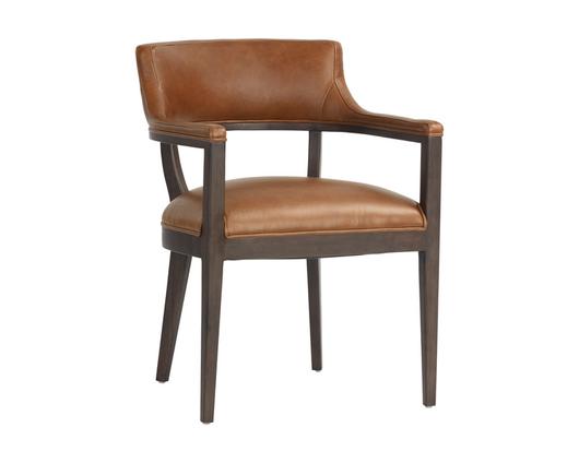BRYLEA DINING ARMCHAIR - BROWN - SHALIMAR TOBACCO LEATHER by Sunpan
