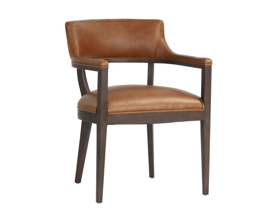 BRYLEA DINING ARMCHAIR - BROWN - SHALIMAR TOBACCO LEATHER by Sunpan