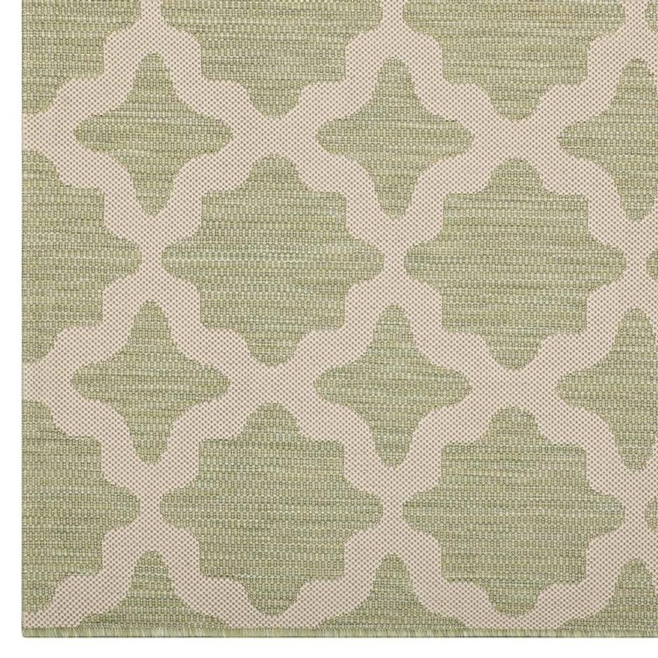 Selena Moroccan Trellis 8X10 Indoor And Outdoor Area Rug In Beige And Light Green by Modway Furniture