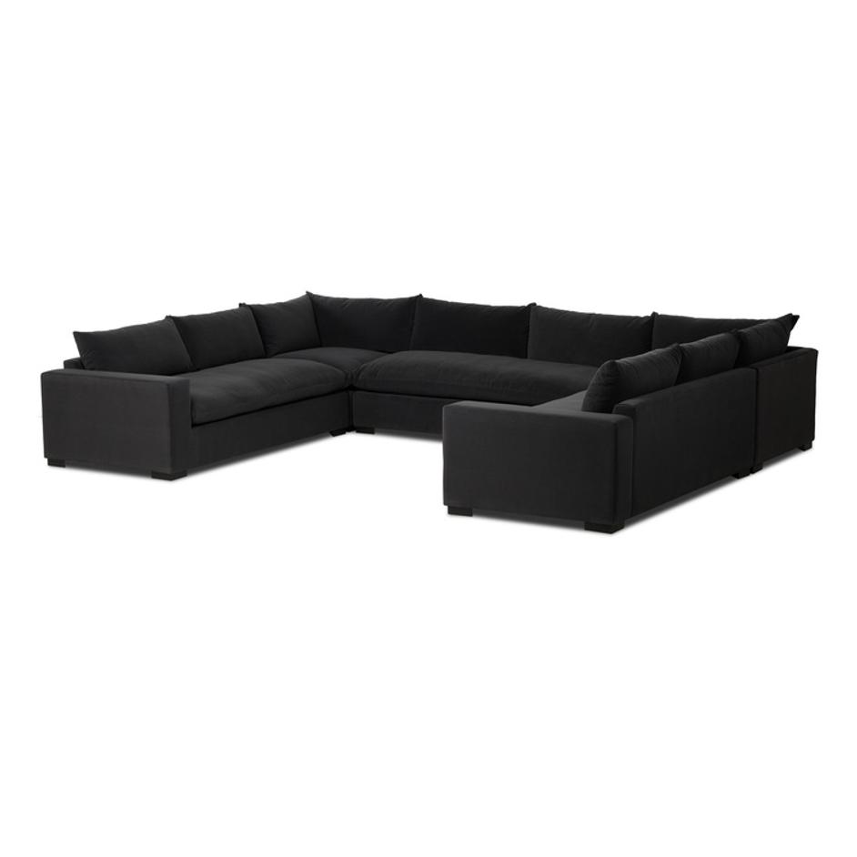 Grant 5 Piece Sectional With Arms In Crypton Henry Charcoal And Espresso by Four Hands