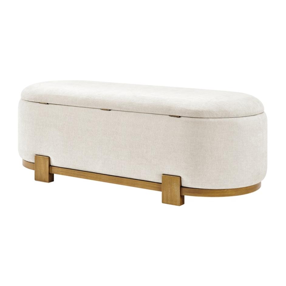 Ayleen Chenille Storage Bench, Seneca Beige  by New Pacific Direct