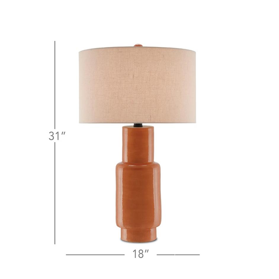 Janeen Orange Table Lamp In Orange & Satin Black by Currey & Company