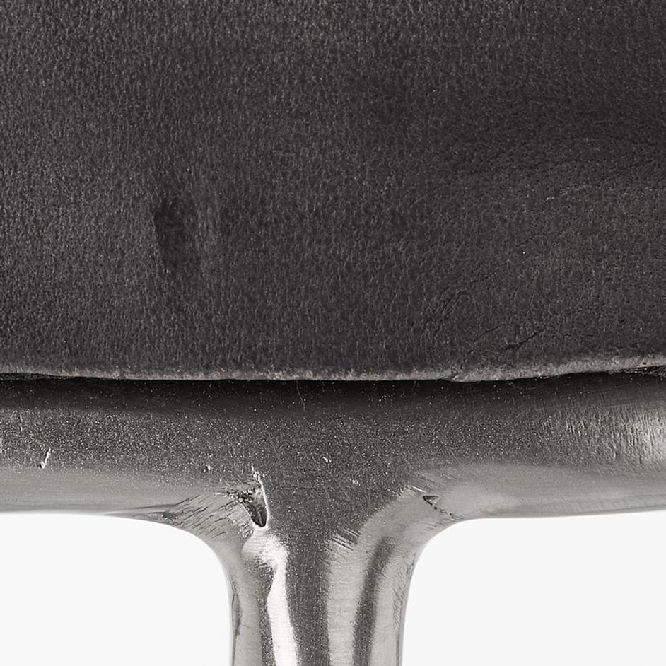  Henry Round Leather Bar Stool, Charcoal by Jamie Young