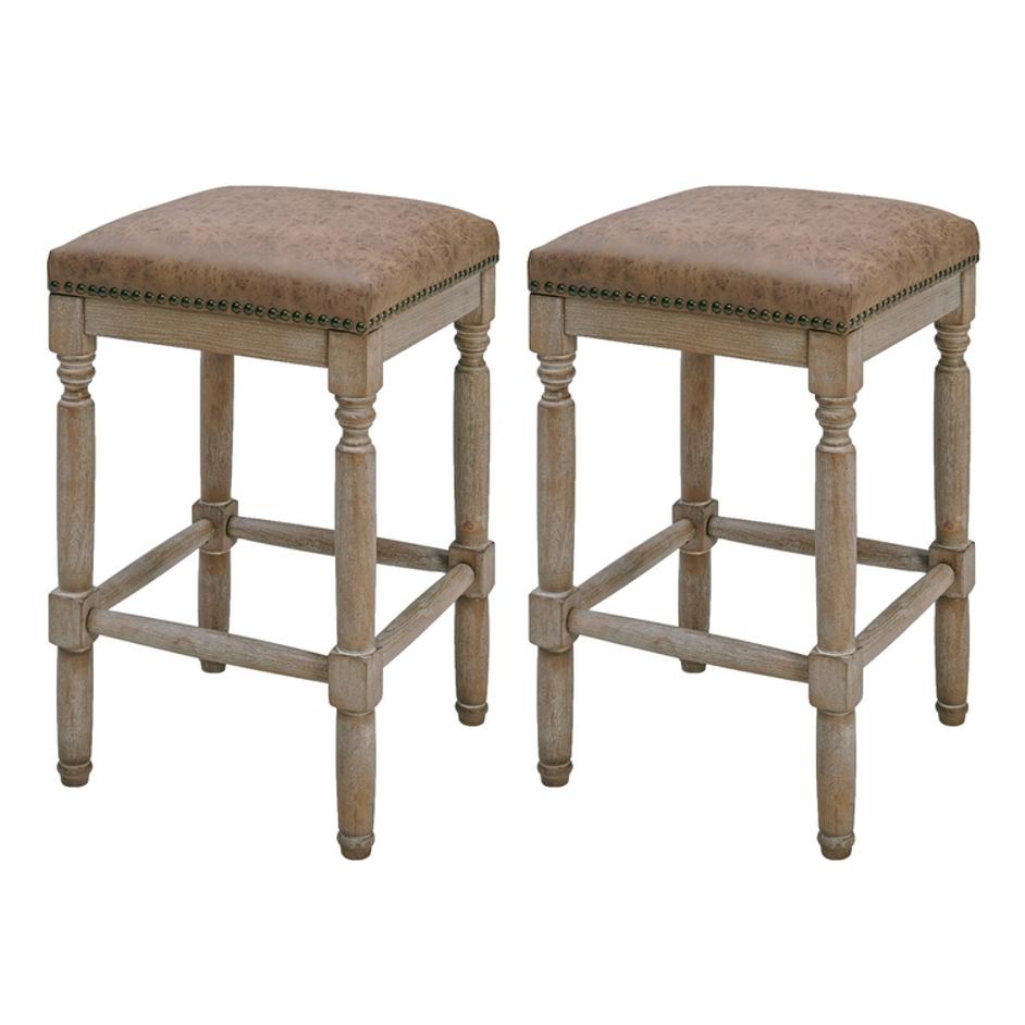 Ernie Counter Stool Drift wood Legs In Nubuck Chocolate by New Pacific Direct